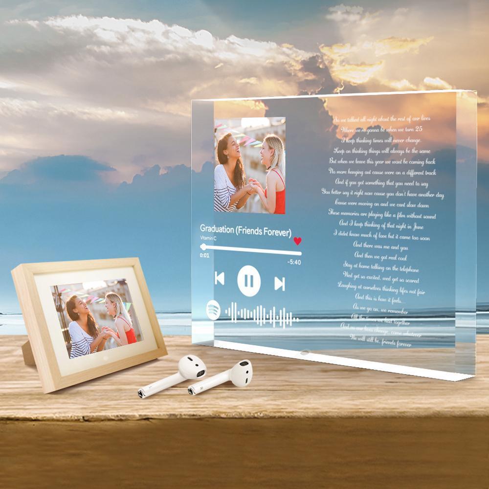 Personalized Clear Thick Acrylic Block Spotify Plaques Music Lyrics Photo Frame Gift