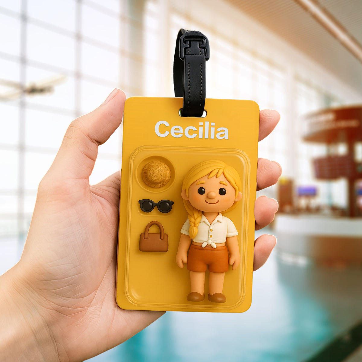 Fully Body Custom 3D Effect Cartoon Character Traveling Luggage Tag with Name and Photo 2D Printing Travel Accessory Birthday Gift for Travel Lover