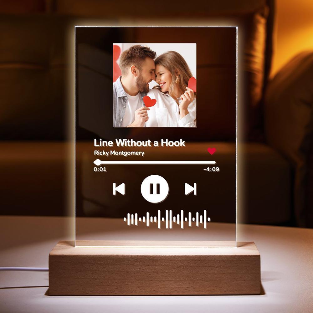 Custom Music Plaque Scannable Music Glass Night Light Valentine's Gifts