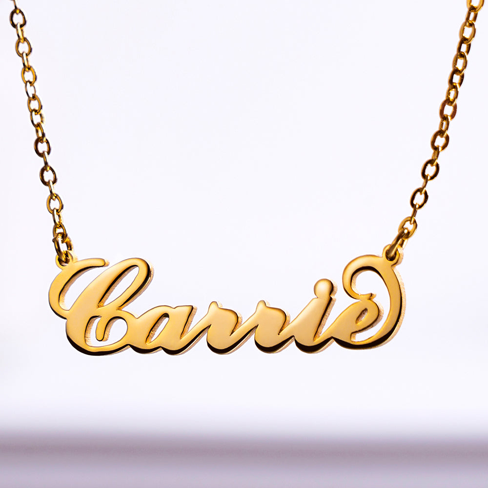 Carrie Style Name Necklace Rose Gold Plated Silver