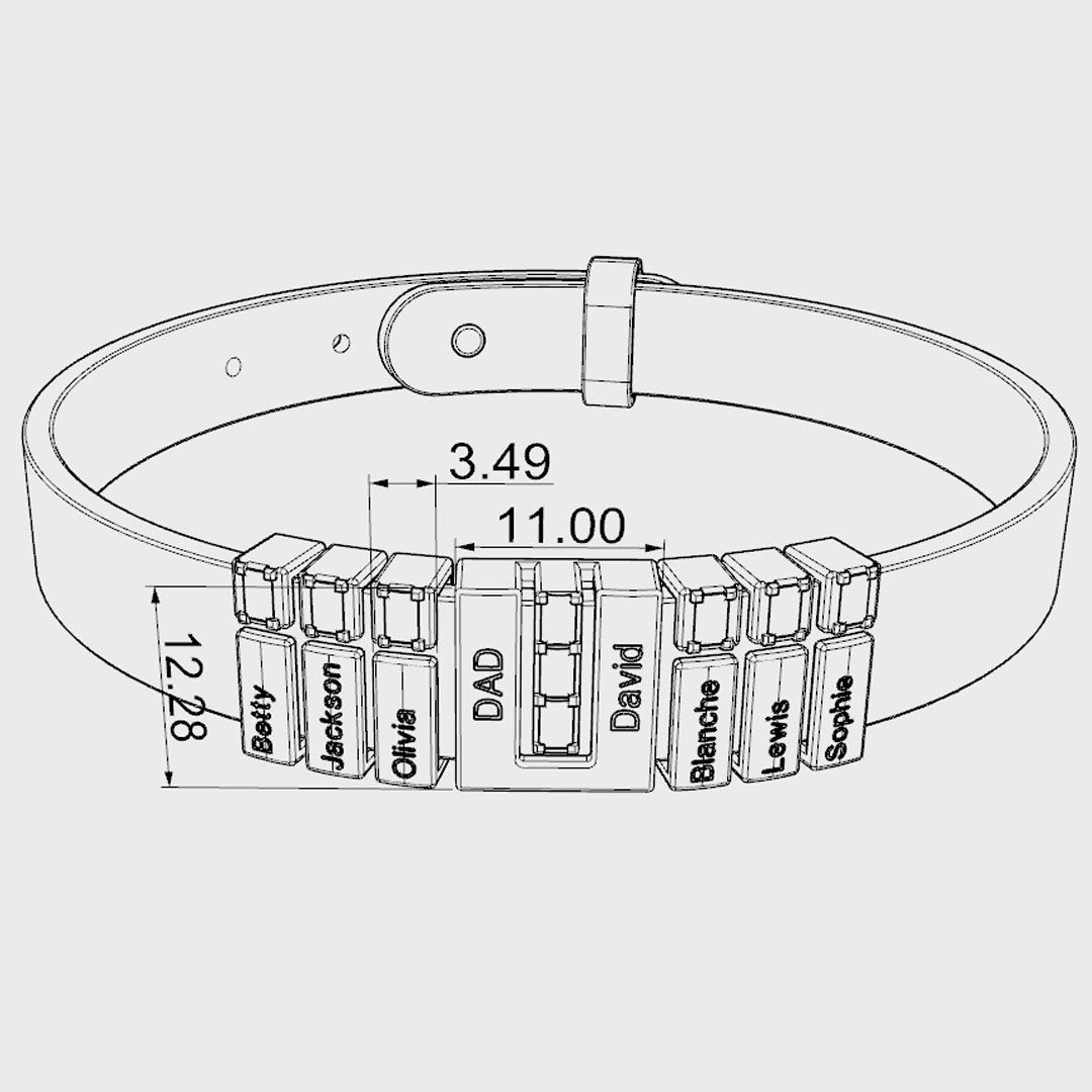 Men's Personalized Leather Bracelet With Adjustable Diamond Beads Rose Gold Plated Stainless Steel For Father's Day