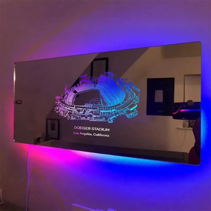 Globe Life Field Mirror Light Custom Your Slogan Text Personalized Gift for Sport Lover