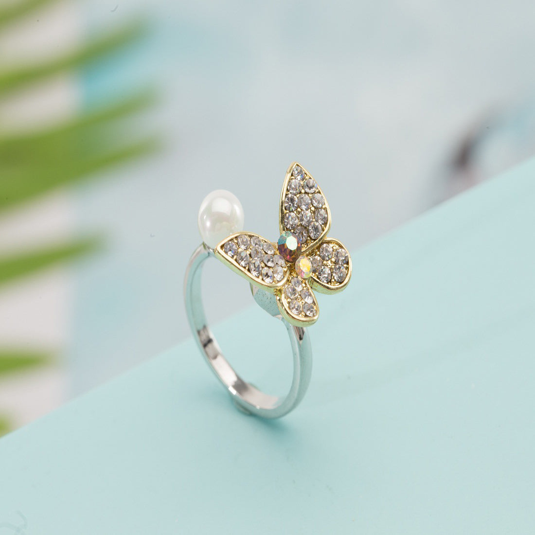 Anxiety Ring Rotating Butterfly Opening Ring Adjustable Anniversary Birthday Gifts For Women Girls