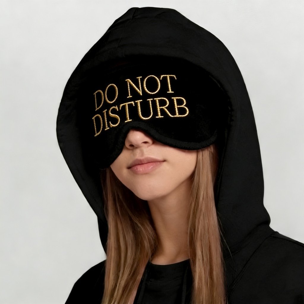 Multicolor Unisex Pullover Hoodie with Built-In Eye Mask,  Personalized Airmode Hoodie, Cozy Travel Sleep Mask Sweatshirt