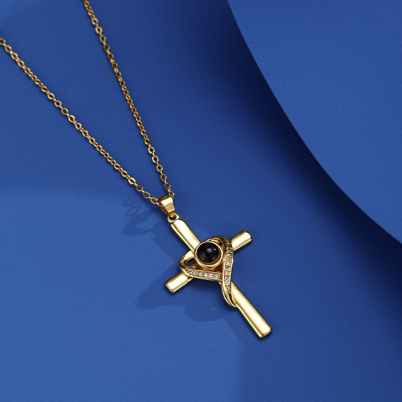 Custom Bible Verse Cross Projection Necklace