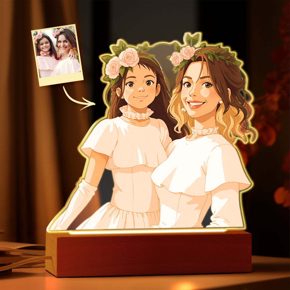 Custom Photo Gibli Style Personalized Night Light with Your Photo Couple Gifts
