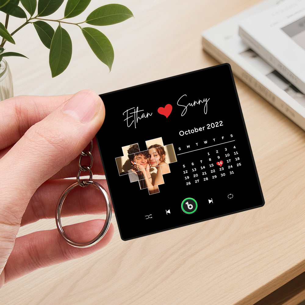 Personalized Photo Music Keychain Bluetooth Music Box Bag Charm That Plays Music Without Cell Phone Anniversary Gifts