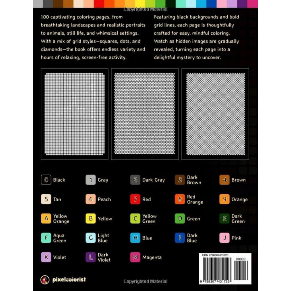 100 Color by Number Mysteries: A Coloring Book for Adults Relaxation and Wonder – Squares, Diamonds, Dots (Pixelcolorist Quest)