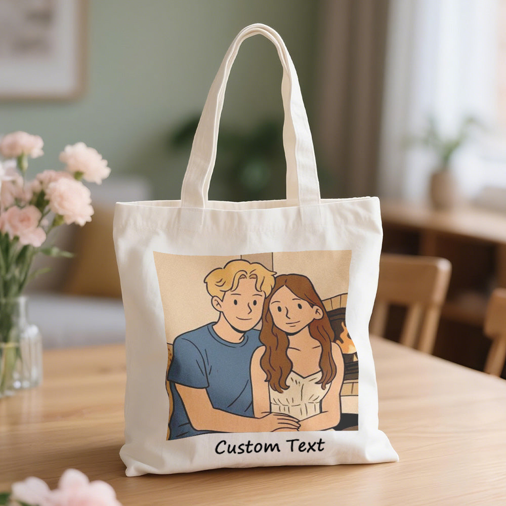 Custom Photo Canvas Bag Personalized Cartoon Anime Effect Photo Engraving Canvas Bag Unique Gift