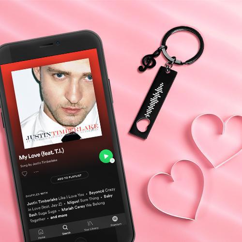Custom Music Code Scannable Music Keychain with Note Black