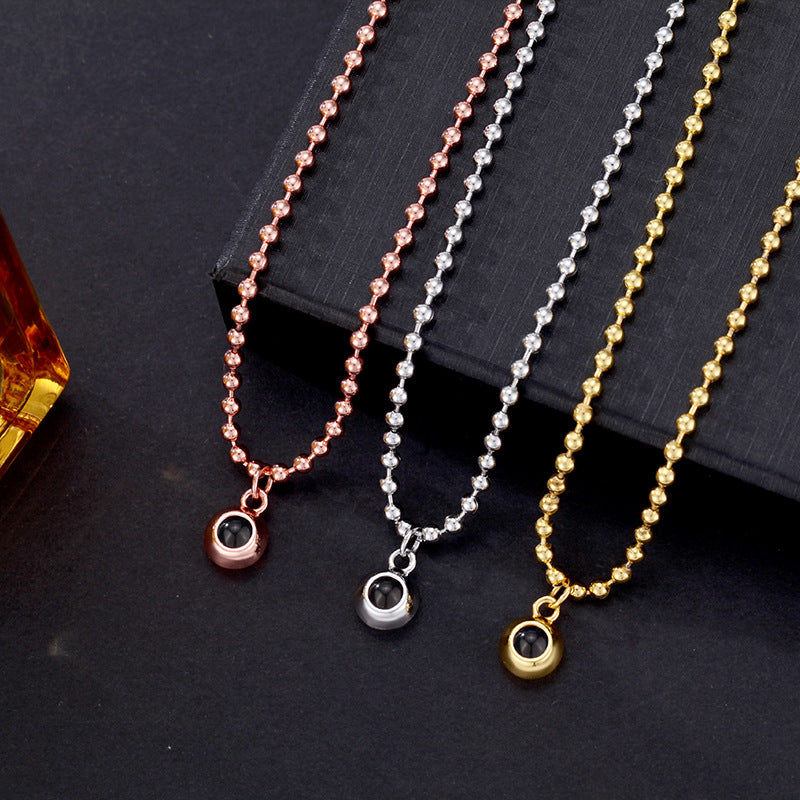 Personalized Ball Shot Photo Necklace Projection Gem Necklace Anniversary Gifts for Her