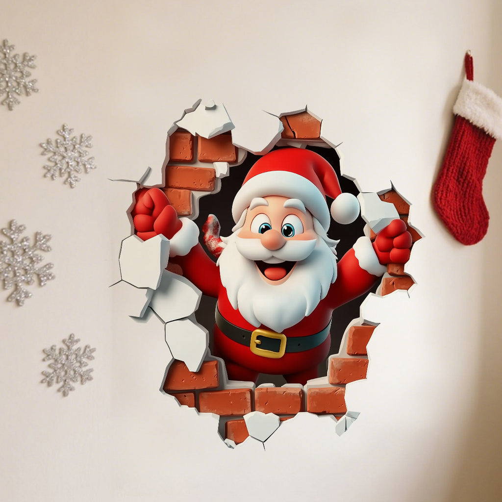 3D Christmas Wall Stickers Santa Claus Removable Stickers Holiday Wallpaper Home Decor