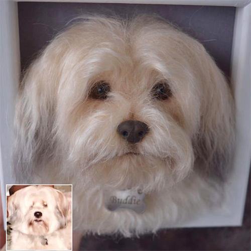 Needle Felt Dog Head in Frame, Custom Needle Felted Dog, Gift for Dog Lovers