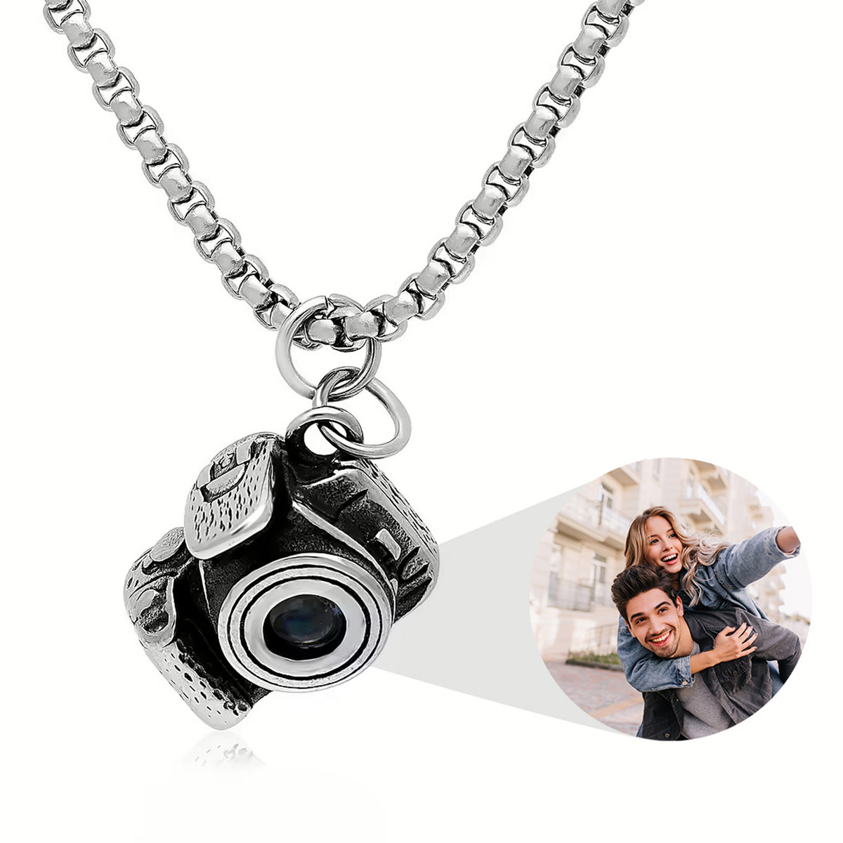 Personalized Photo Necklace Projection Gem Camera Necklace Anniversary Gifts for Him