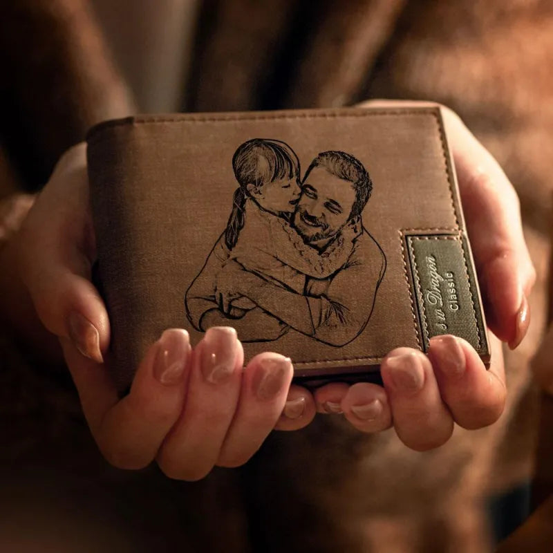 Custom Photo Wallet and Photo Bracelet Set Father's Day Gift for Him