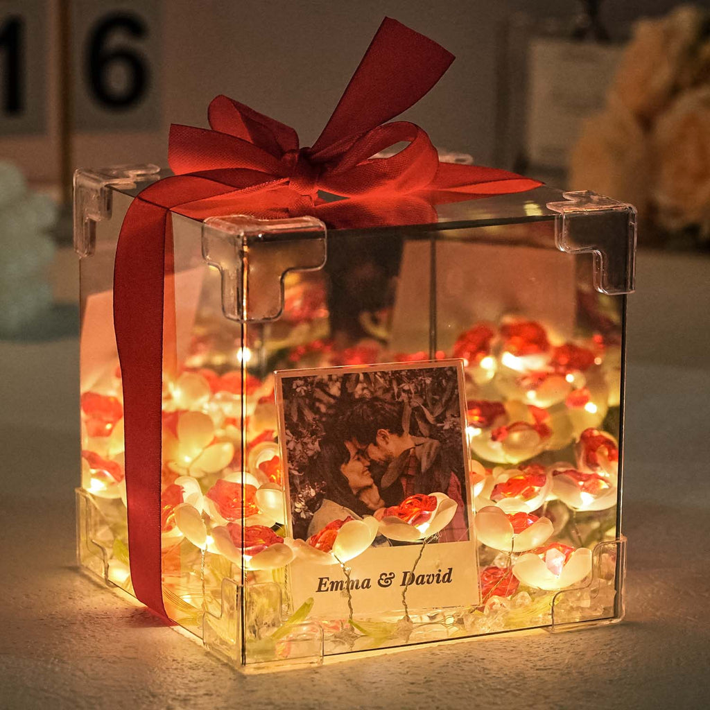 Custom Photo Rose Flower Infinity Mirror Box Infinity Mirror Flower with Your Picture and Text DIY Kit