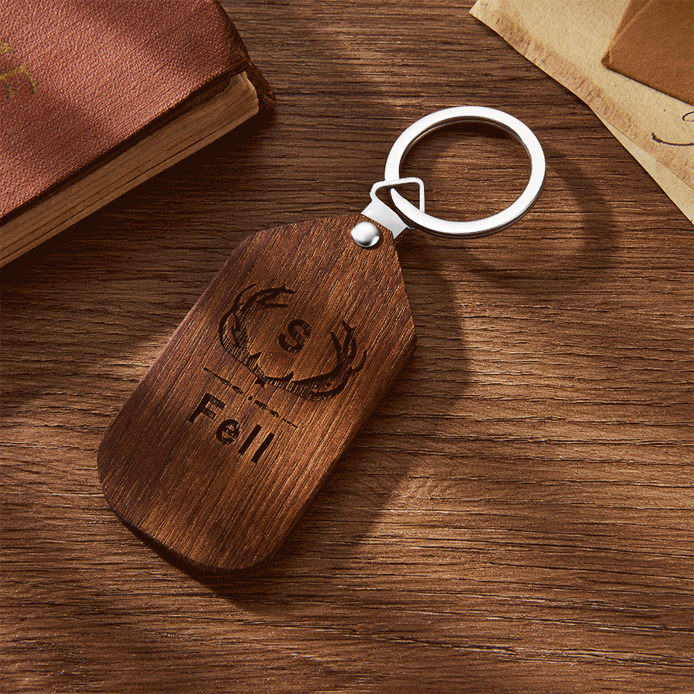 Custom Photo Engraved Keychain Wood Keychain Memorial Gift for Couple