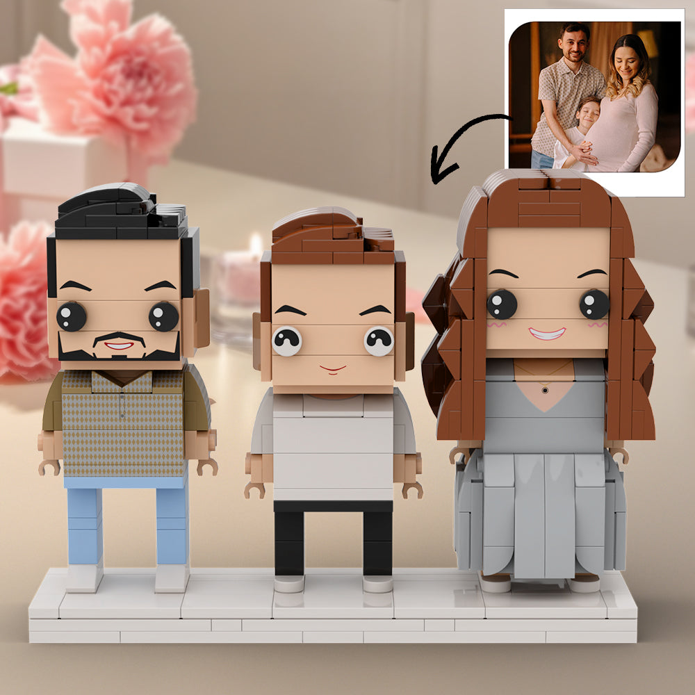 Full Body Customizable 3 People Custom Brick Figures Gift for a Family of three