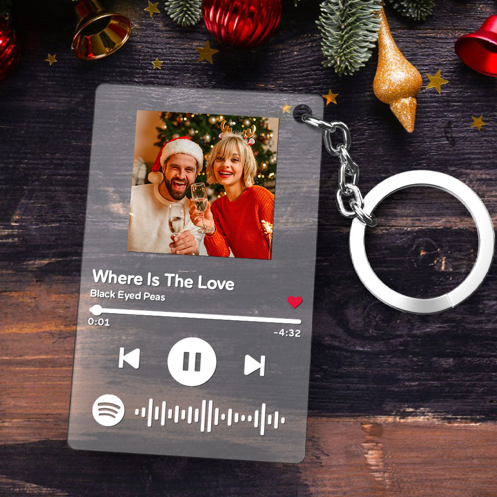 Scannable Music Code Plaque Keychain Music and Photo Acrylic, Song Keychain Christmas Gift