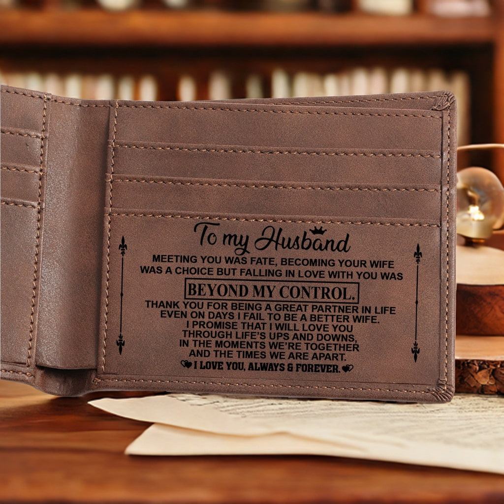Men's Bifold Wallet Engraved Wallet Family Gift For Son For Husband