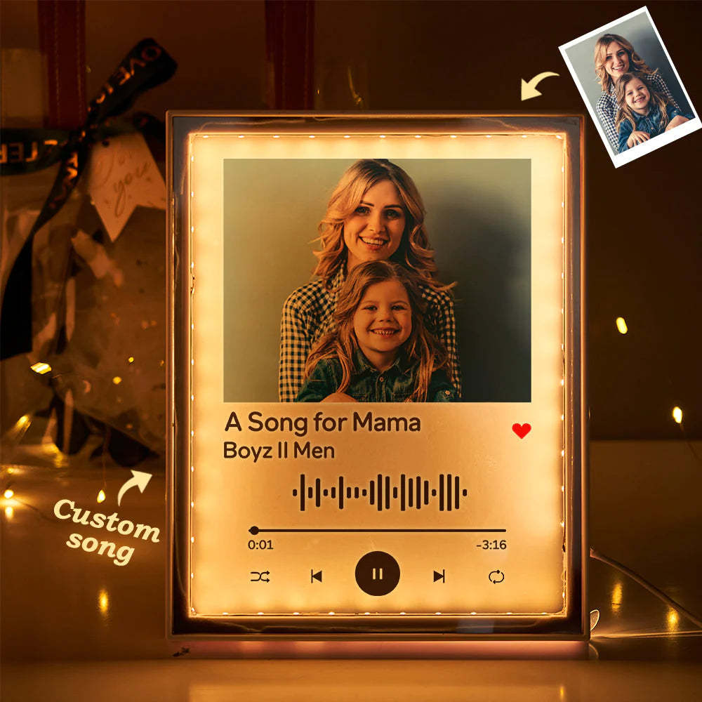 Personalized Spotify Code Plaque Custom LED Music Picture Frame Scannable Mirror Night Light Mother's Day Gifts