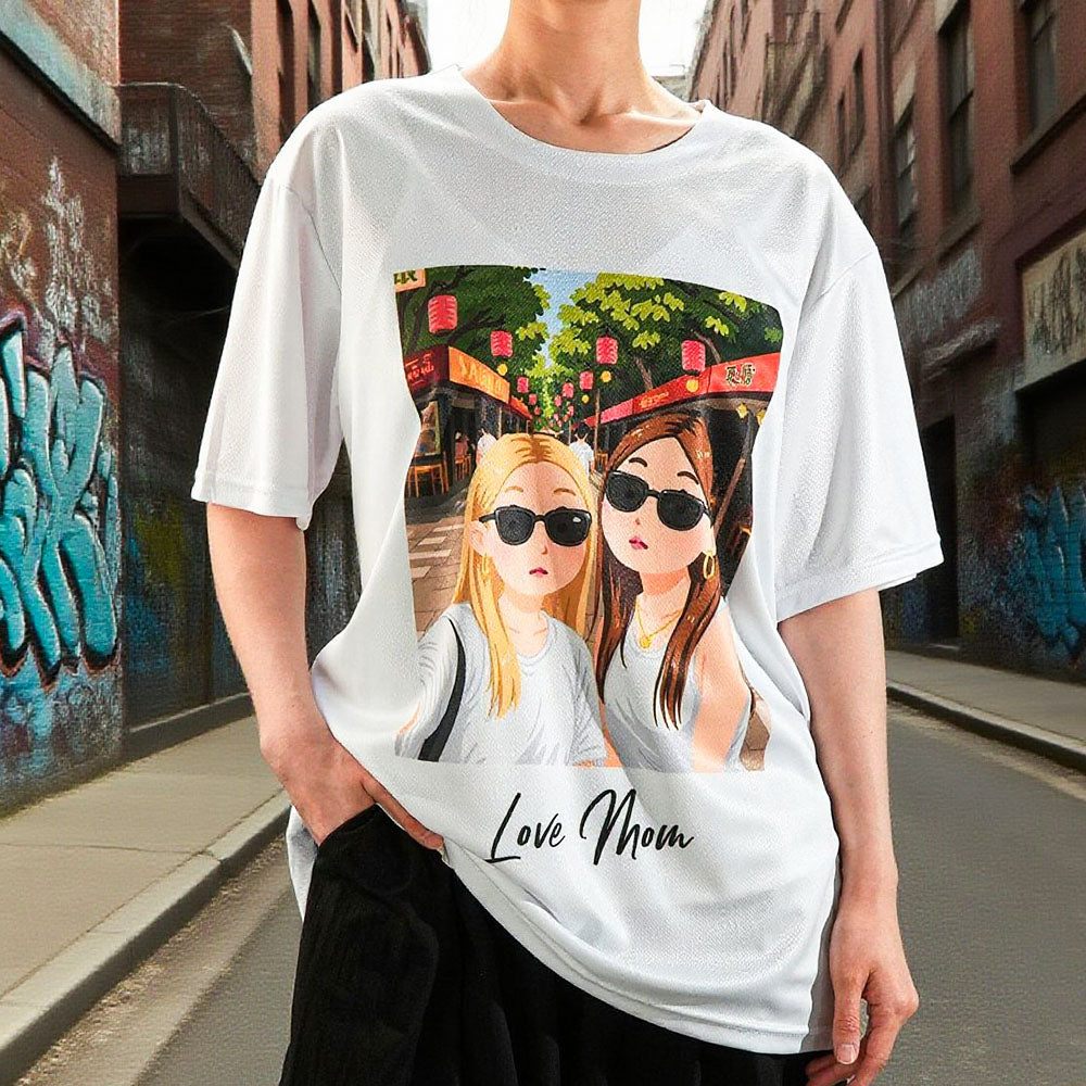 Custom Cartoon Style Photo T-Shirt Personalized Anime Portrait Tshirt with Custom Text Gift for Friend