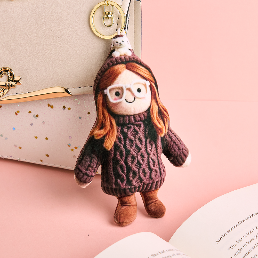 Personalized Photo Plush Doll Keychain Mini Me Plush Keychain Dad and Son