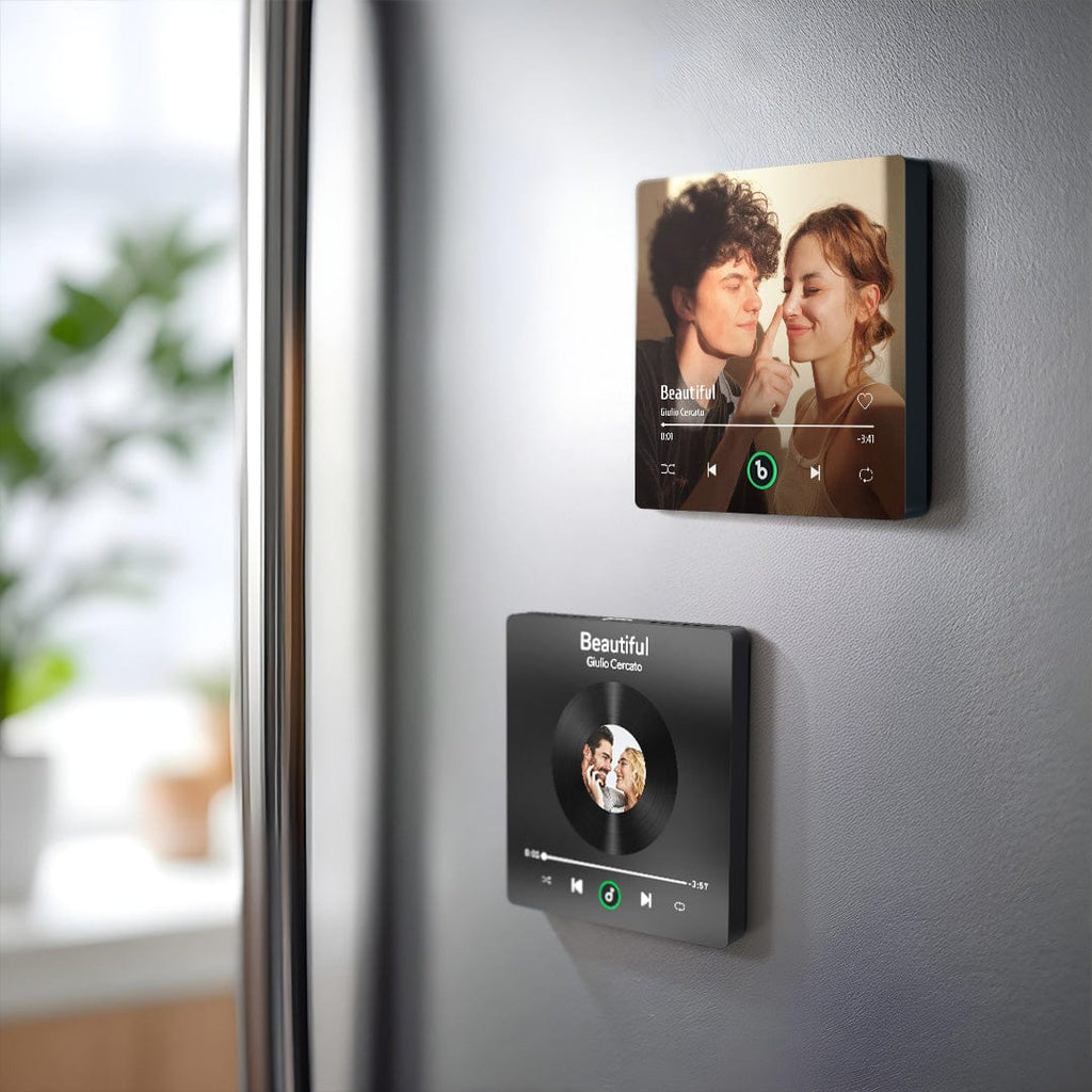 Custom Music & Multi Photo Fridge Magnet Personalized Photo Song Magnet That Can Play Music Halloween Gift for Couple