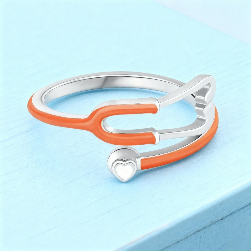 Custom Enamel Stethoscope Ring with Birthstone Personalized Multicolor Nurse Appreciation Gift for Medical Staff & Doctors & Students