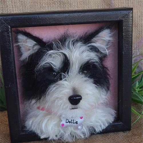 Realistic Needle Felting Dog Portrait, Custom Felting Dog Portrait in Frame, Birthday Gift