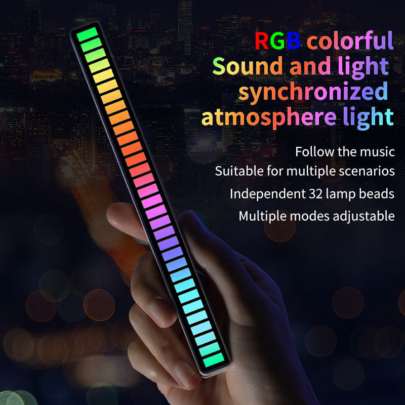 RGB Rechargeable Sound Control Light Colorful LED Ambient Light for Car Gaming Room