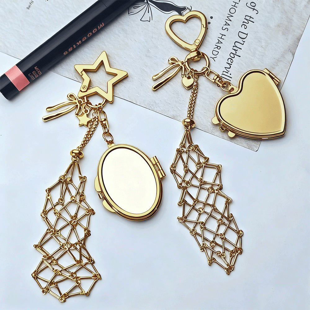 Personalized Lipstick Keychain with Mirror: Stainless Steel Makeup Bag Charm Valentine's Day Gifts