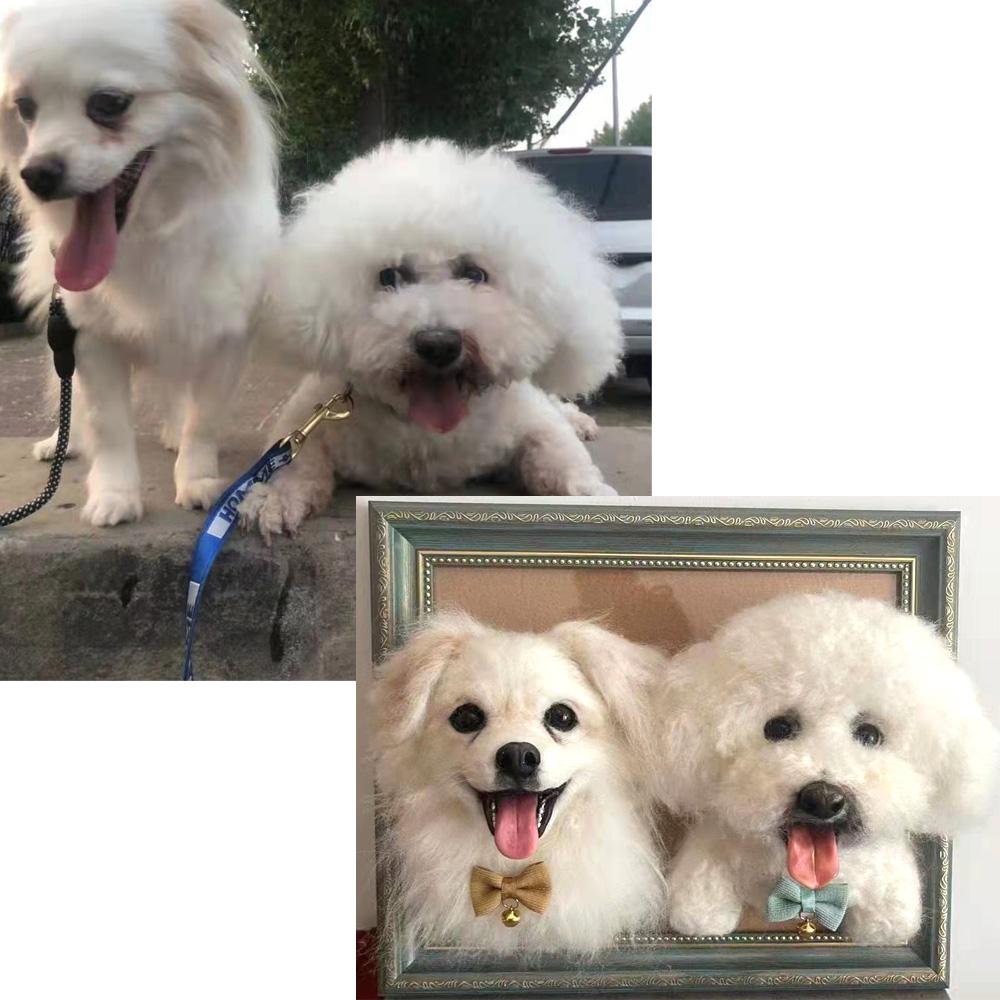 Custom Felt Pet in Frame, Needle Felted Cat Dog, Personalized Dog Portrait Sculpture in Frame, Finised Product