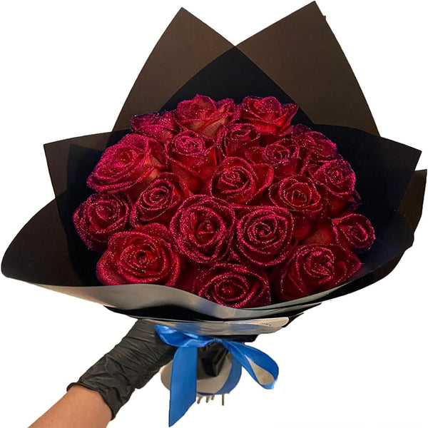 Glitter Rose Bouquet Best Valentine's Day Anniversary Gift for Her