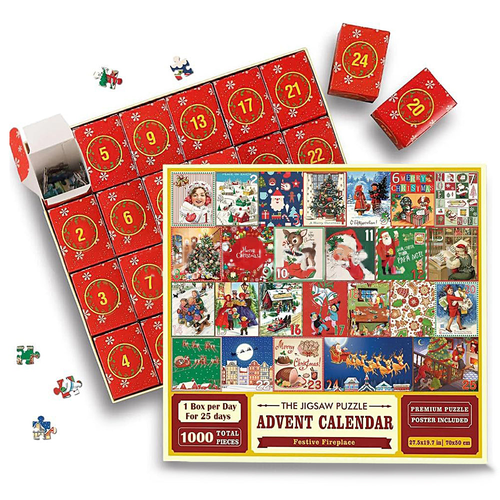 Christmas Jigsaw Puzzles Blind Box 24-day Countdown Calendar Gifts Box Advent Christmas Gifts