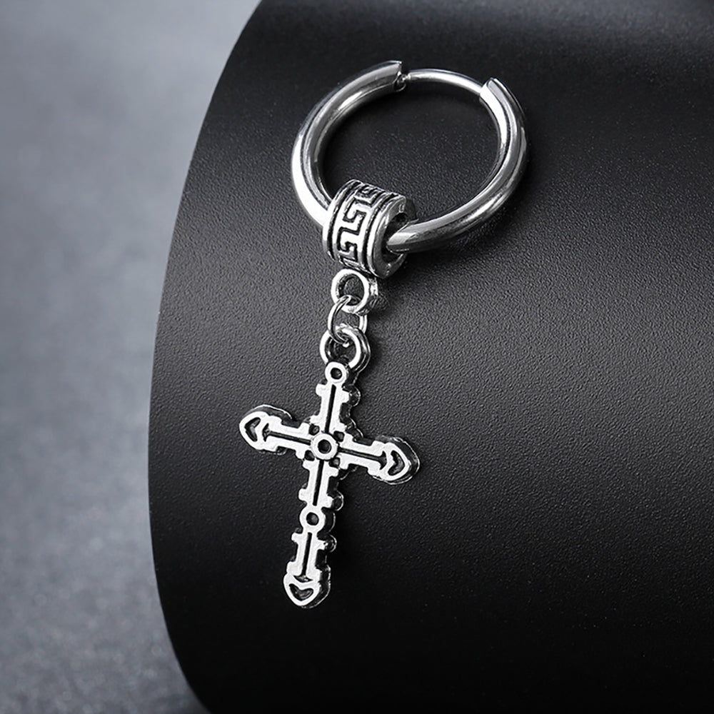 Men's Earrings Punk Cross Earrings Stainless Steel Earrings Gift For Boyfriend