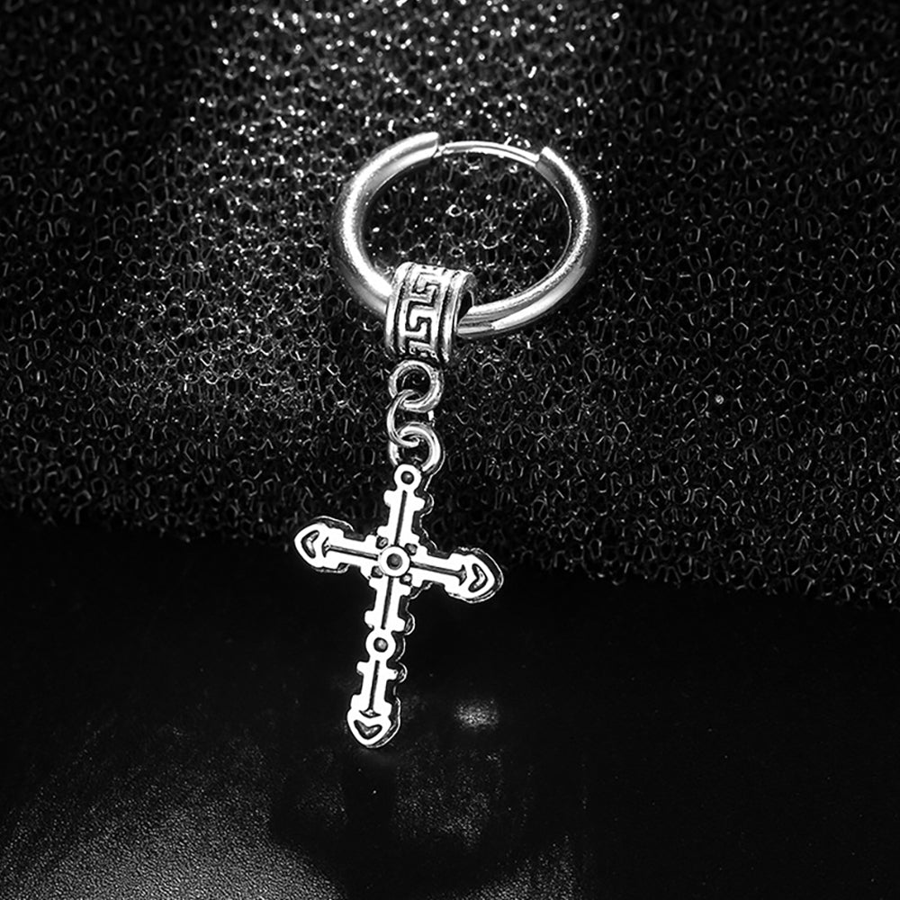 Men's Earrings Punk Cross Earrings Stainless Steel Earrings Gift For Boyfriend