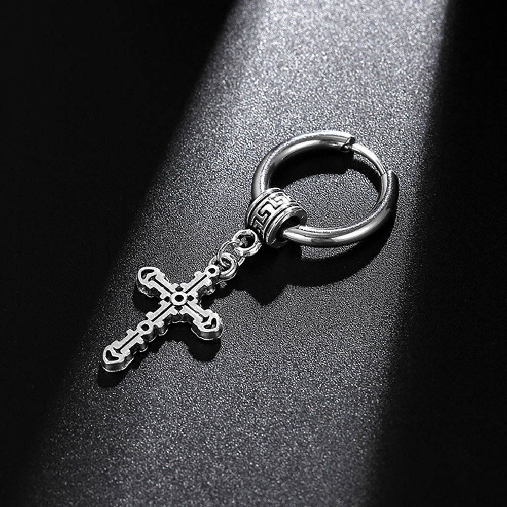 Men's Earrings Punk Cross Earrings Stainless Steel Earrings Gift For Boyfriend
