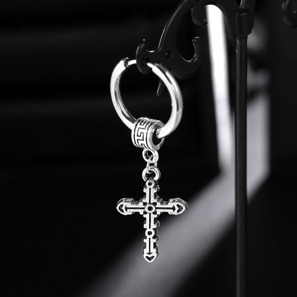 Men's Earrings Punk Cross Earrings Stainless Steel Earrings Gift For Boyfriend