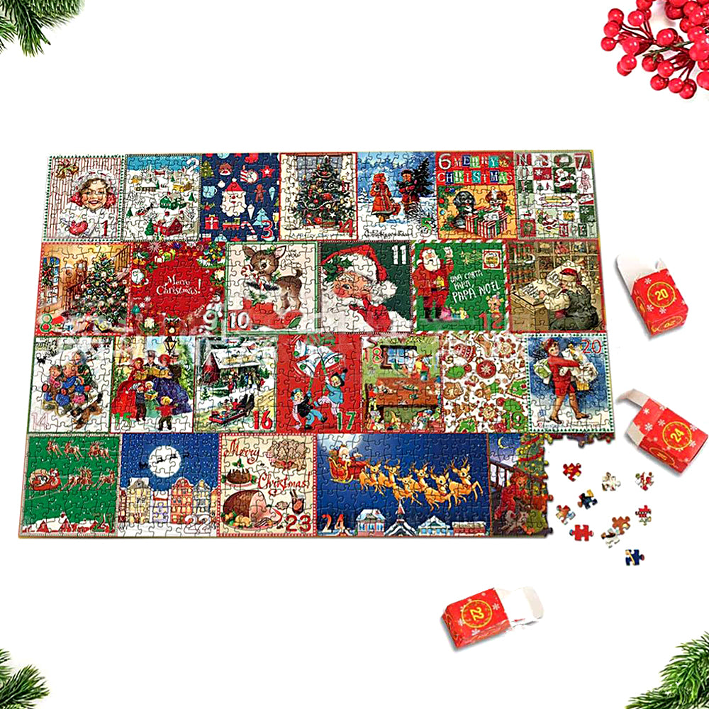 Christmas Jigsaw Puzzles Blind Box 24-day Countdown Calendar Gifts Box Advent Christmas Gifts