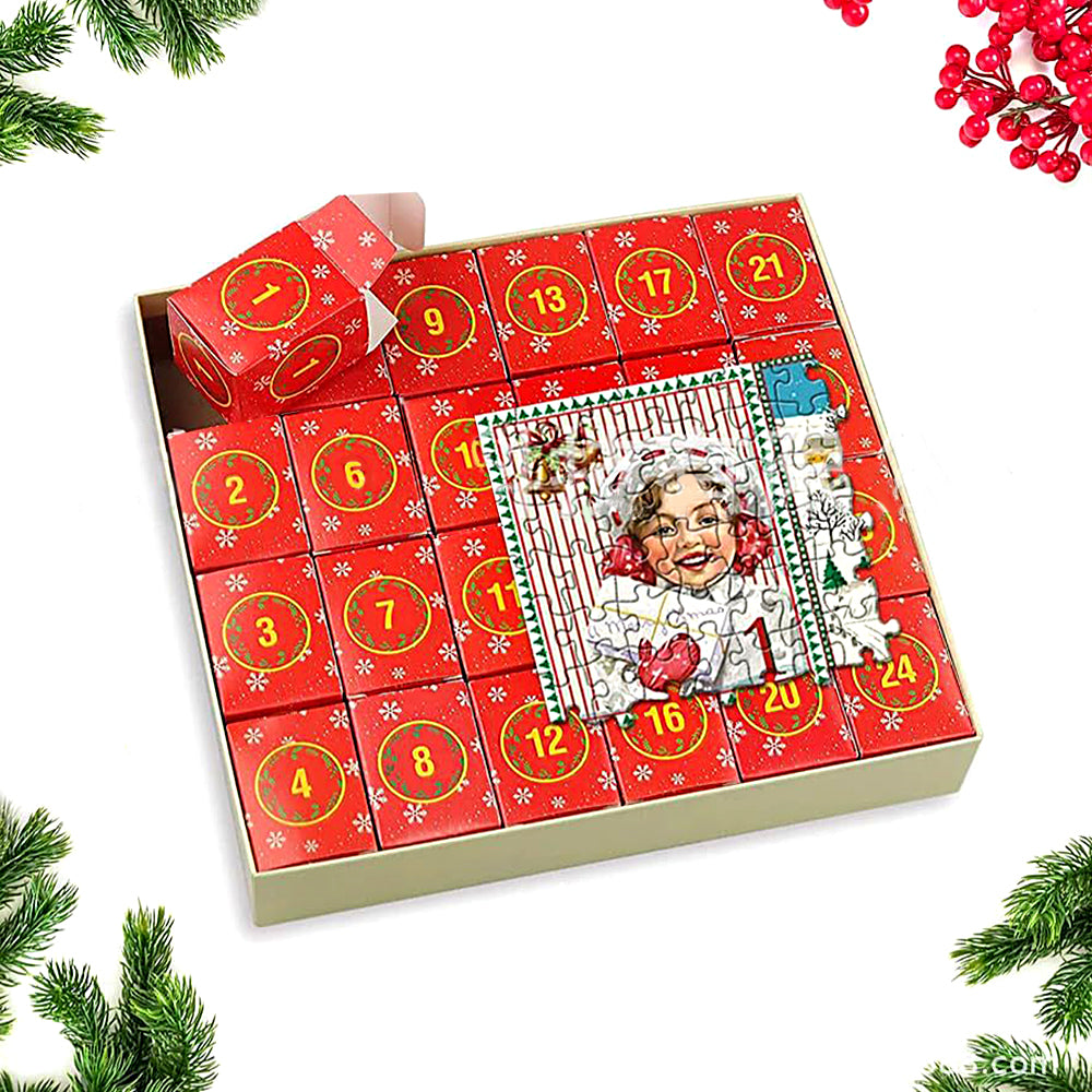 Christmas Jigsaw Puzzles Blind Box 24-day Countdown Calendar Gifts Box Advent Christmas Gifts