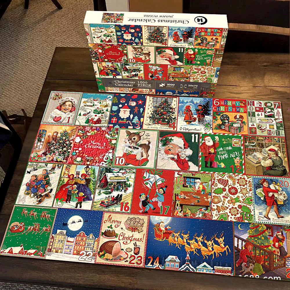 Christmas Jigsaw Puzzles Blind Box 24-day Countdown Calendar Gifts Box Advent Christmas Gifts