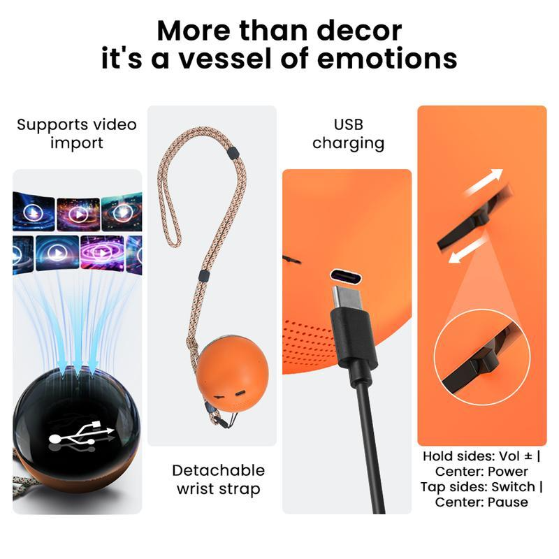 2.7inch Crystal Ball with Electronic Display DIY Video Import Possible Unique Gift for Home & Office Light-Up Sphere Christmas Gift