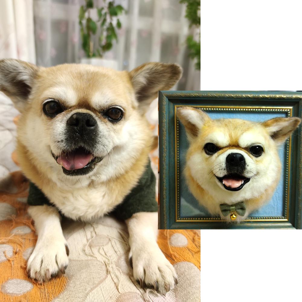 Needle Felt Dog Head in Frame, Custom Needle Felted Dog, Gift for Dog Lovers