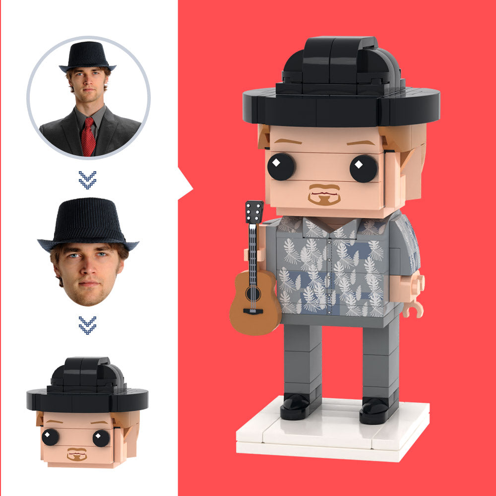 Customized Head Guitarist Figures Small Particle Block Toy Customizable Brick Art Gifts