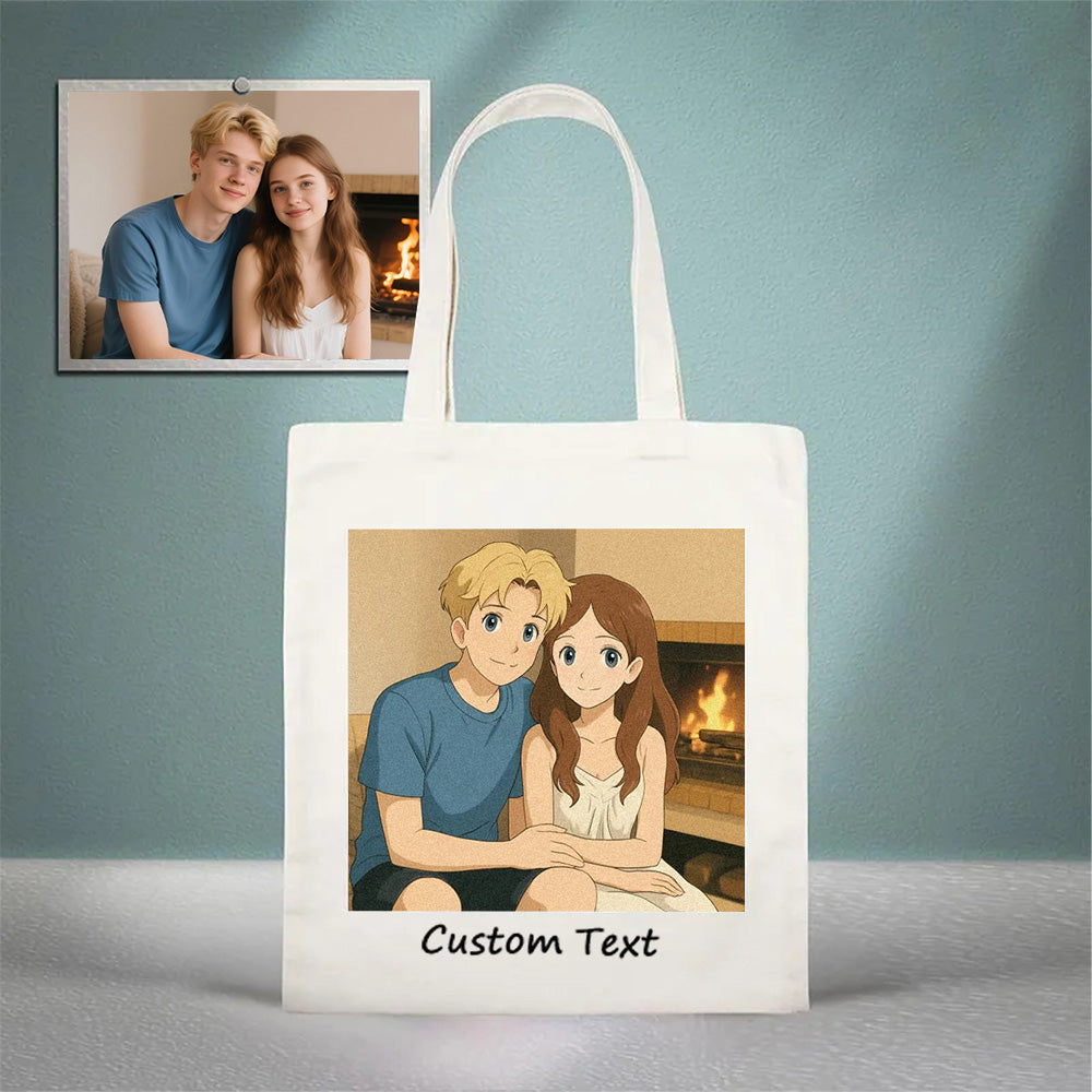 Custom Photo Canvas Bag Personalized Cartoon Anime Effect Photo Engraving Canvas Bag Unique Gift