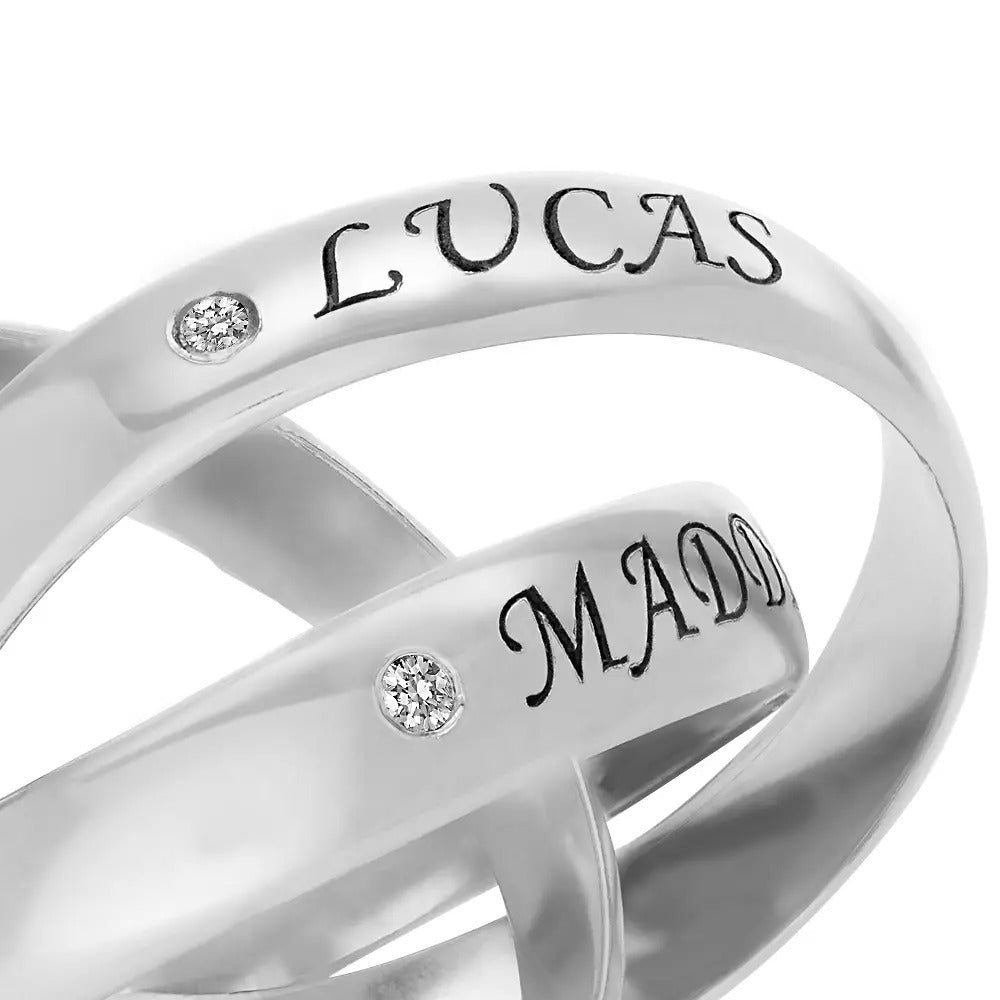 Three Interlocking Birthstone Rings – Personalized Triple Band Ring Gift for Her