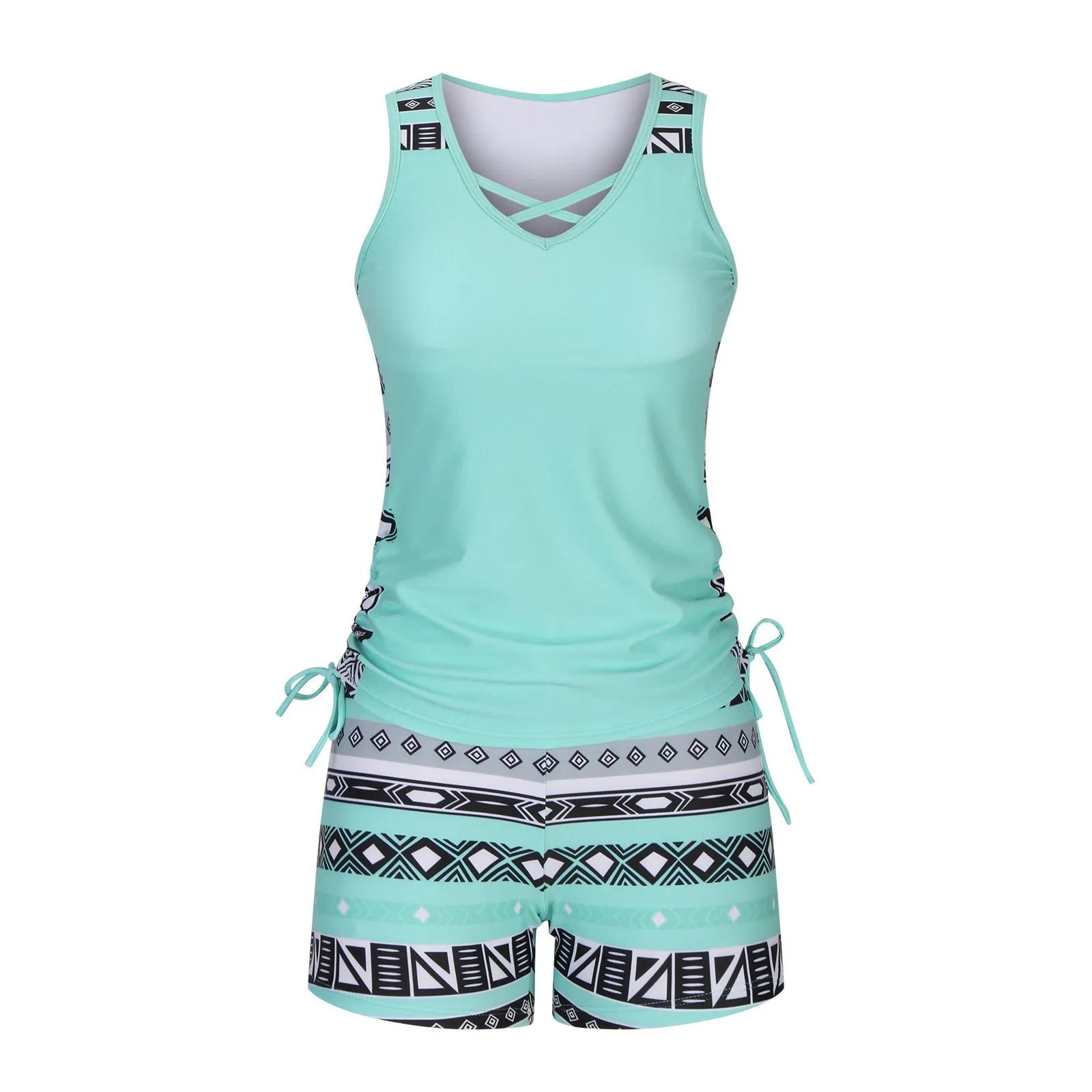 ⏰LAST DAY 60% OFF - Miraclesuit Women's Tummy Control Tankini Set with Built-In Bra – Flattering Boho Swimwear with Shorts🔥