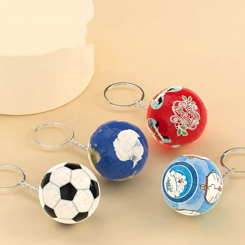 3d Puzzle Ball Keychain Basketball Building Block Educational Toy Pendant