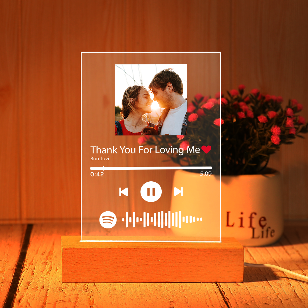 Custom Spotify Plaque Scannable Music Glass Night Light  Romantic Gift